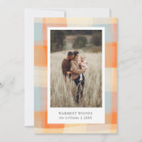 Watercolor Plaid | Orange Cream Light Blue photo