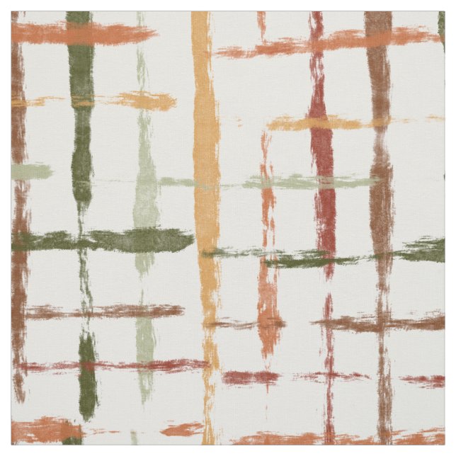 watercolor plaid pattern with chaotic lines fabric (Swatch)