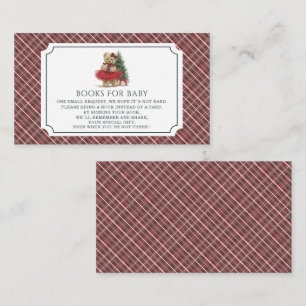 Watercolor Plaid Teddy bear christmas baby show Enclosure Card