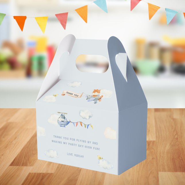 Watercolor Plane Cute Animals Birthday Favour Box (Creator Uploaded)
