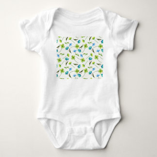 Watercolor Plants: Floral Seamless Pattern. Baby Bodysuit