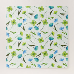 Watercolor Plants: Floral Seamless Pattern. Jigsaw Puzzle