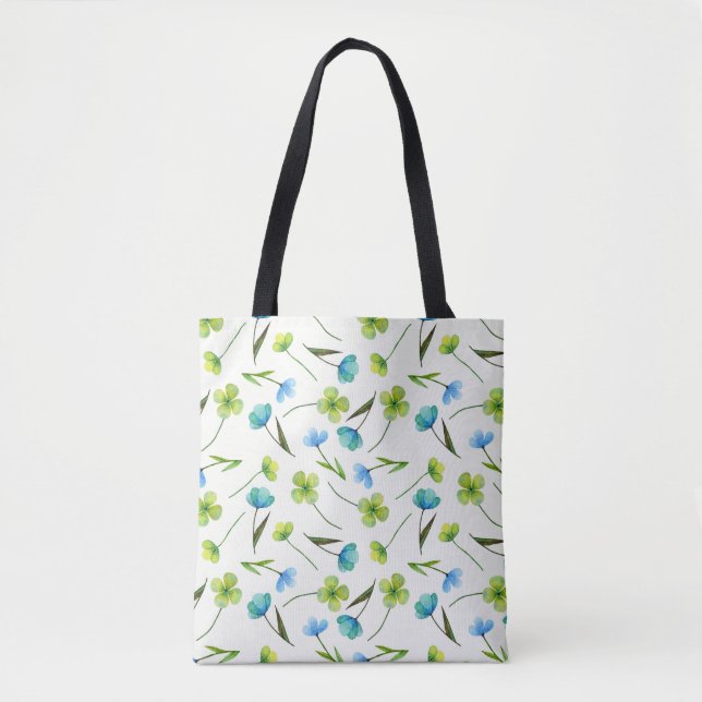 Watercolor Plants: Floral Seamless Pattern. Tote Bag (Front)