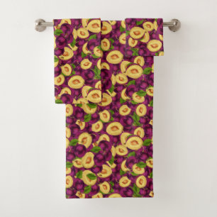 Watercolor Plums Bath Towel Set