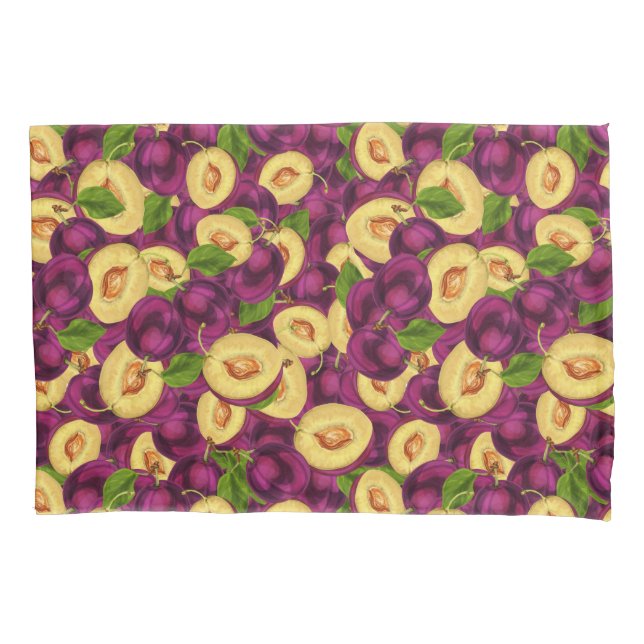 Watercolor Plums Pillowcase (Front-Left)