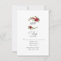 Watercolor Poinsettia and Holly Christmas Wedding