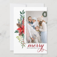 Watercolor Poinsettia Botanical Christmas Photo