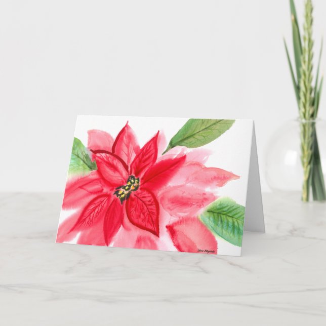 Watercolor Poinsettia card (Front)