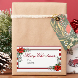 Watercolor Poinsettia Christmas Label