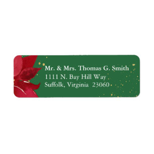 Watercolor Poinsettia Christmas Return Address Lab