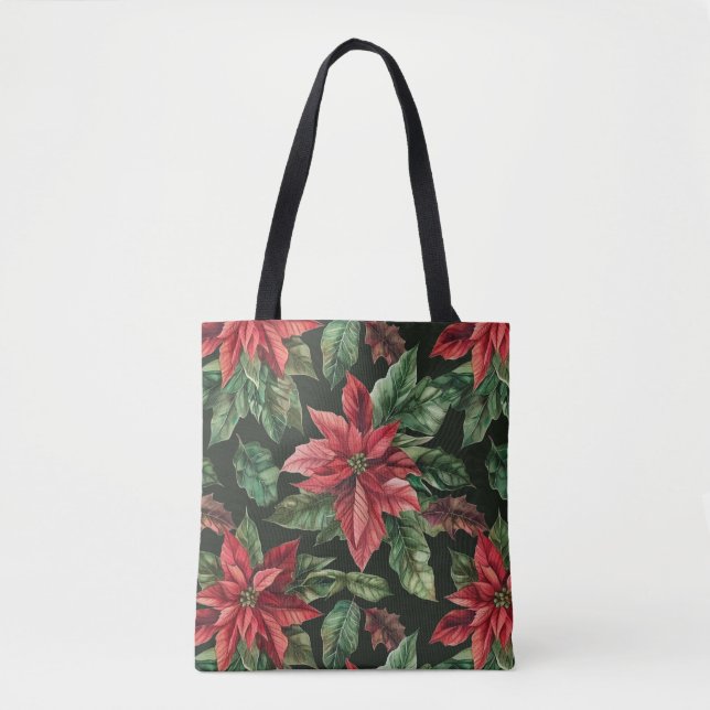  Watercolor Poinsettia flower Christmas  Tote Bag (Front)