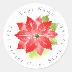 Watercolor Poinsettia Labels