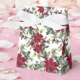 Watercolor Poinsettia Pattern Favour Box