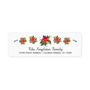 Watercolor Poinsettia - Return Address Label