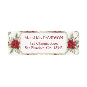 Watercolor Poinsettia Return Address Labels