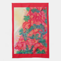 Watercolor poinsettia swag in Christmas tree