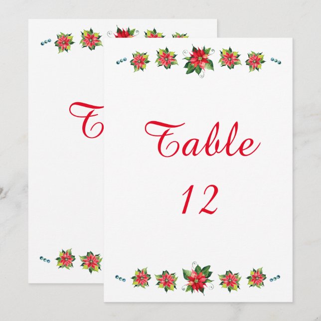 Watercolor Poinsettia - Table Number (Front/Back)