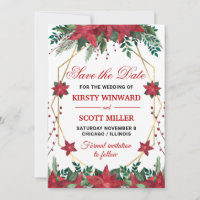 Watercolor Poinsettia Wedding Save the Date