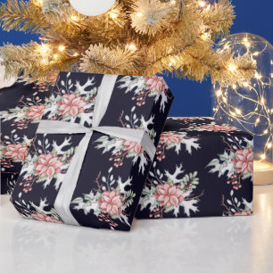 Watercolor poinsettia wrapping paper