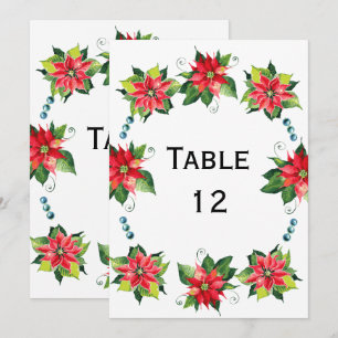 Watercolor Poinsettia Wreath - Table Number