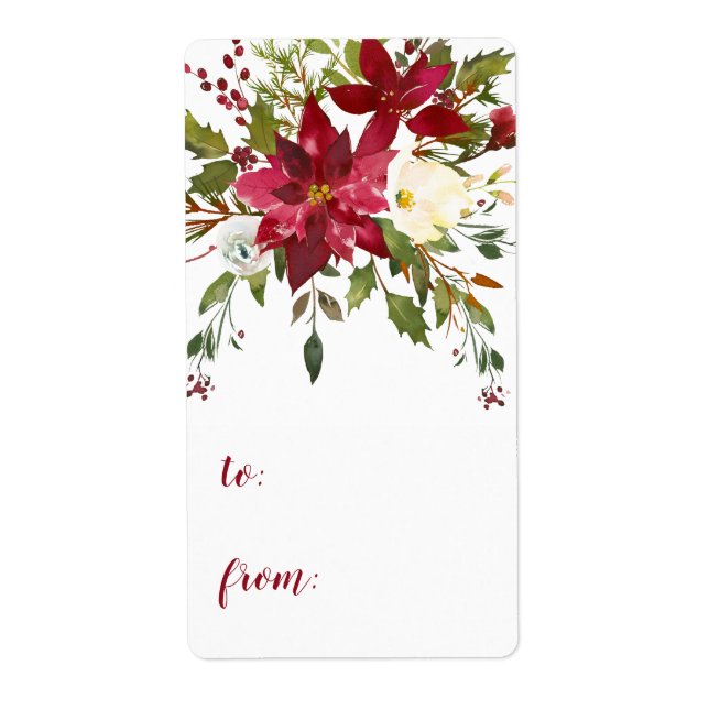 Watercolor Poinsettias To From Christmas Gift (Front)