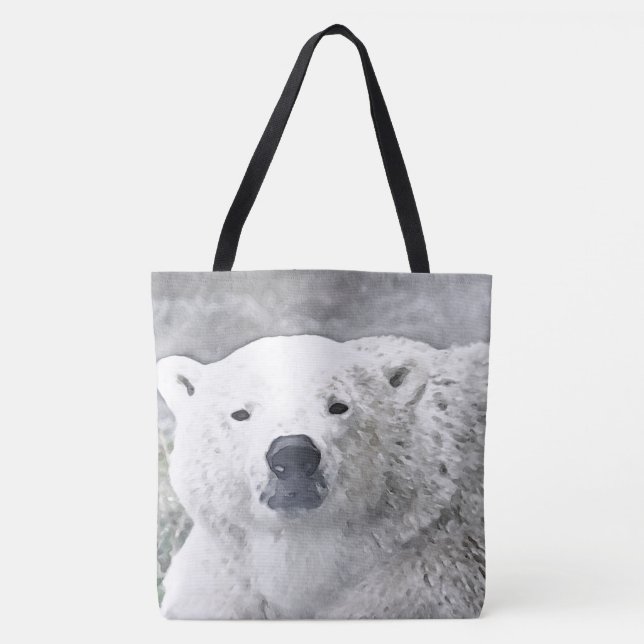 Watercolor Polar Bear Tote Bag (Front)