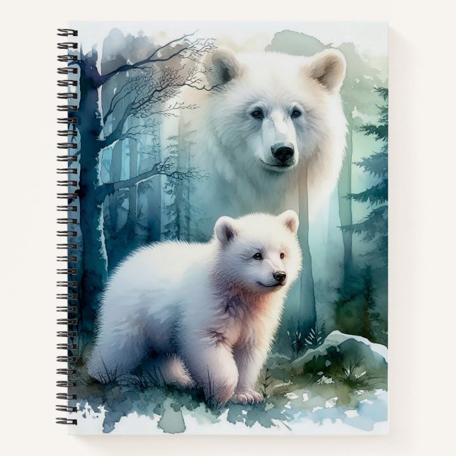 Watercolor Polar Bears Notebook (Front)