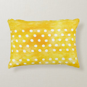 Watercolor Polka Dot - Earthy Yellow and White (1) Decorative Cushion