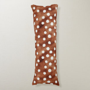 Watercolor Polka Dot in Coffee Brown and White Body Cushion