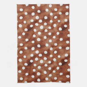 Watercolor Polka Dot in Coffee Brown and White Tea Towel