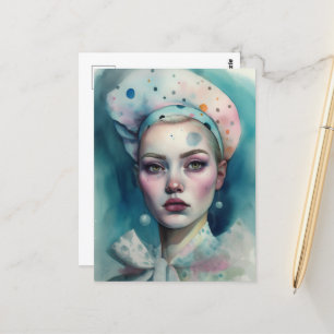 Watercolor Polka Dot Lady Postcard