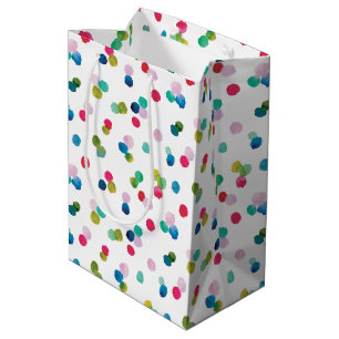 Watercolor Polka Dot Poms Medium Gift Bag