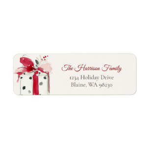 Watercolor Polka Dot Red Bow Christmas