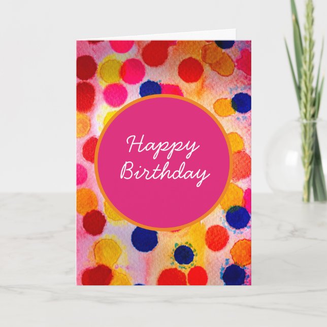 Watercolor polka dots cute circles card (Front)