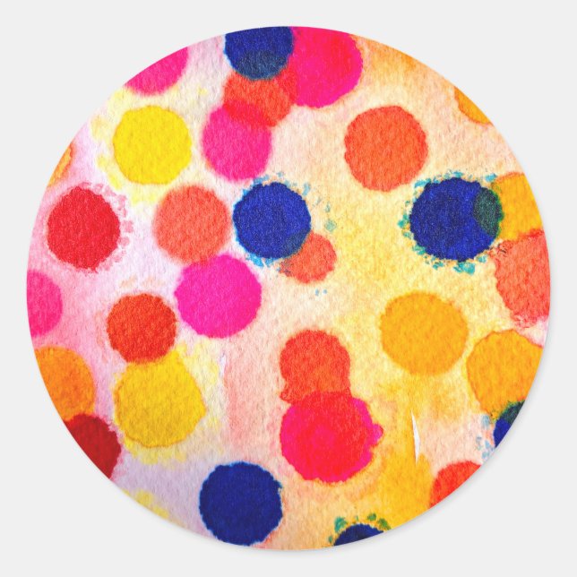 Watercolor polka dots cute circles classic round sticker (Front)