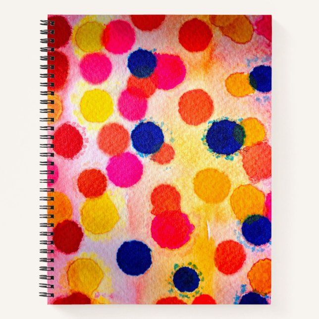 Watercolor polka dots cute circles notebook (Front)