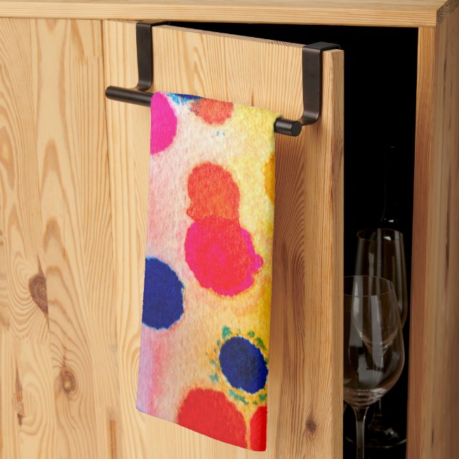 Watercolor polka dots cute circles tea towel (Thirds Fold)