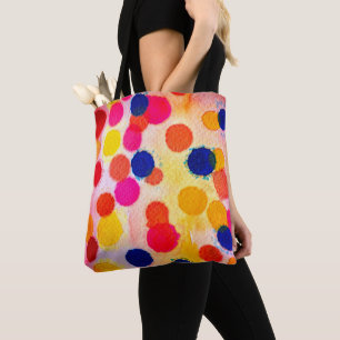 Watercolor polka dots cute circles tote bag