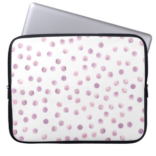 Watercolor polka dots, pink geometric background. laptop sleeve