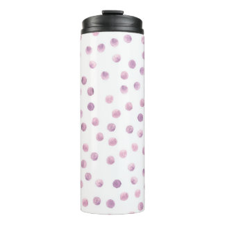 Watercolor polka dots, pink geometric background. thermal tumbler