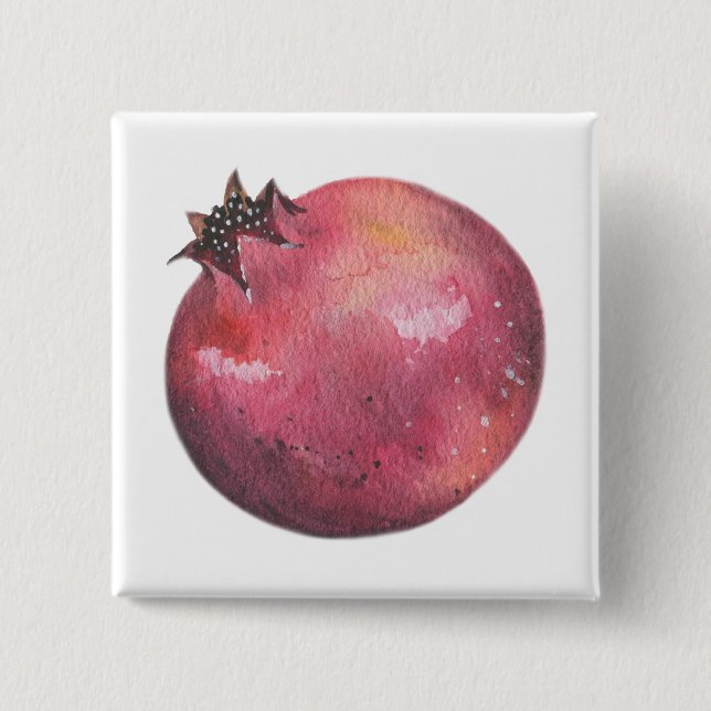 Watercolor Pomegranate 15 Cm Square Badge (Front)