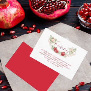 Watercolor Pomegranate Floral Books for Baby Enclosure Card