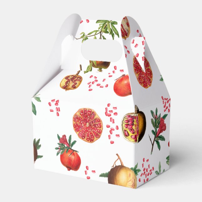 Watercolor Pomegranate Mediterranean Fruit Pattern Favour Box (Front Side)