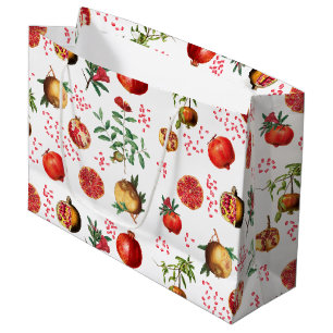 Watercolor Pomegranate Mediterranean Fruit Pattern Large Gift Bag
