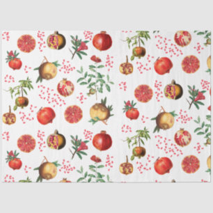 Watercolor Pomegranate Mediterranean Fruit Pattern Tissue Paper