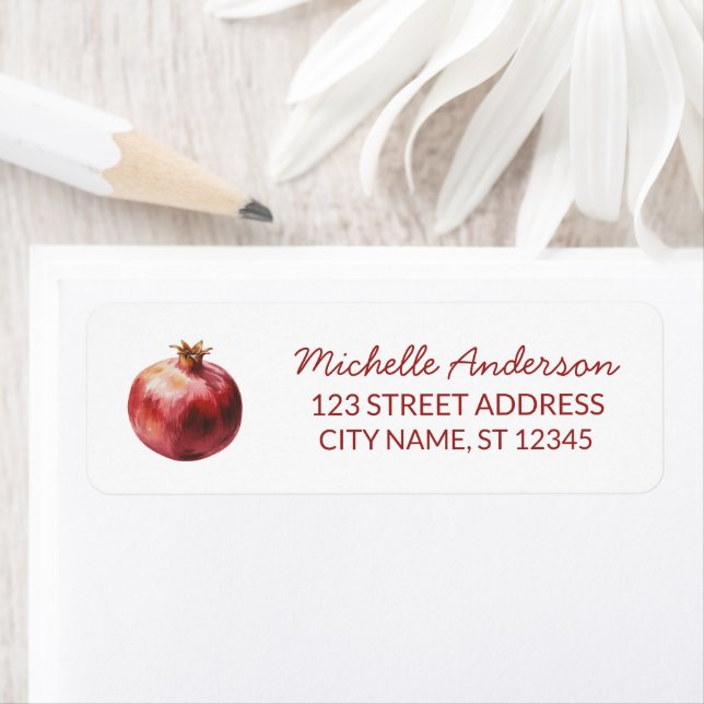 Watercolor Pomegranate Return Address (Insitu)