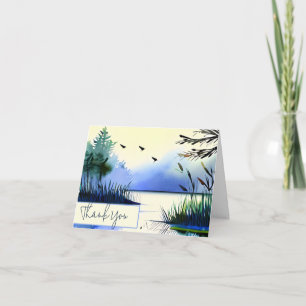 Watercolor pond and birds customisable card