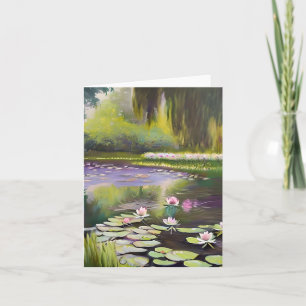 Watercolor pond and lilies customisable card