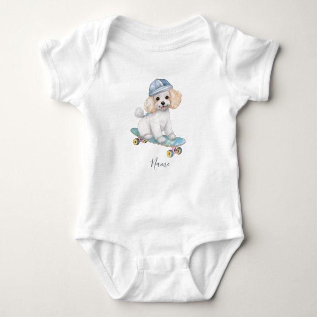 Watercolor Poodle Baby Bodysuit (Front)