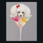 Watercolor Poodle In Martini Glass Faux Canvas Print<br><div class="desc">This adorable little poodle siting in a water colour martini glass would look amazing on your wall! Looking for something unique for your bar area, den, rec room, kitchen, or dining room? If you hang this sweet little white poodle on the wall, featuring bright pastel colours of pinks, green, soft...</div>